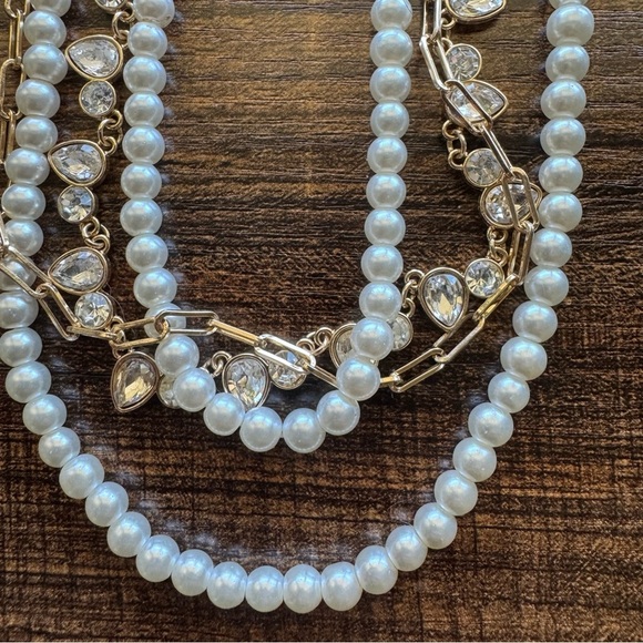 J. Crew Gold Plated Faux Pearl Multi-Strand  Chain Necklace - Picture 6 of 6